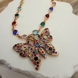 GG Multicolor Crystal Butterfly Pendant Necklace🦋